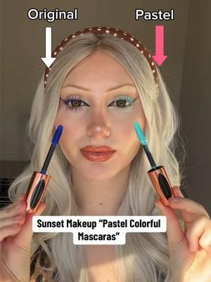 Our Sunset Makeup NEW Pastel Colorful Mascaras 🌼 #pastelmakeup #mascara #mascarareview #mascarahacks #mascararoutine #eyemakeup #colorfulmakeup 