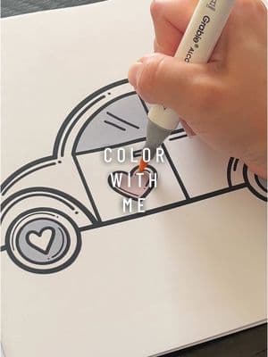 Color with me 🚗💗 fun fact: growing up I wanted one of these cars 😭 never got it but they were SO cute lol #colorwithme #fyp #bettlecar #bugcar #hearts #metime #easycoloring #coloringbook #ValentinesDay #jennymuse #pinks #cute 