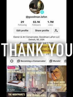 I can’t thank you enough for all your support and interest over these last few years. Depending on what happens, I’m not sure I’ll be able to access this account after Sunday. If you’d like to stay connected, you can find me on Instagram, YouTube, and Reddit under Goodman LaFon. 💛 #thankyoutiktok #tiktok #tiktokban #artconservation #conservation #artrestoration #restoration #restauracion #restauracao #restauration