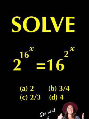 Can you solve for x in this equation? Hint: Make all bases the same on both sides then equate the exponents and solve for x #mathchallenge #mentalmath #algebra #mathteacher #teachingmath 