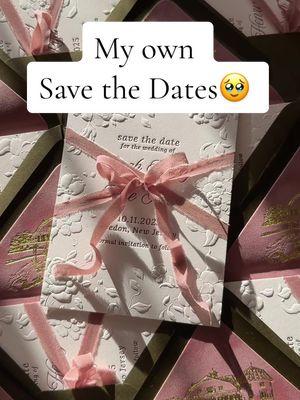 My very own save the dates 🥹 I just had to share with the TikTok fam first in case of Sunday🥲🤞🏼 @Bear Brook Valley  #weddinginvitations #savethedates #weddingsavethedates #weddingstationery #stationery 