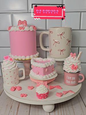 Sharing my new items will I still can. I need to know how to find you #bowcake #candyheartsmug #bowmug #pinkbowmug #pinkbowvalentine #greatembellishments  #girlythings #prettyinpink #girlythings #pink #pinkdecor  #pinkaesthetic  #bow #bowdecor #coquette #pinkaesthetic #girlydecor 