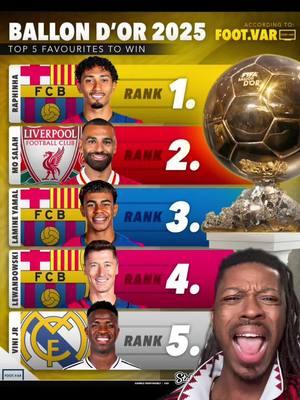 Favorite footballers to win the 2025 ballon d’or so far #ballondor #superballoondor #salah #raphina #lamineyamal #vinicius #lewandowski #football #Soccer #ranking #fan #reaction #fyp #greenscreen #creatorsearchinsights 