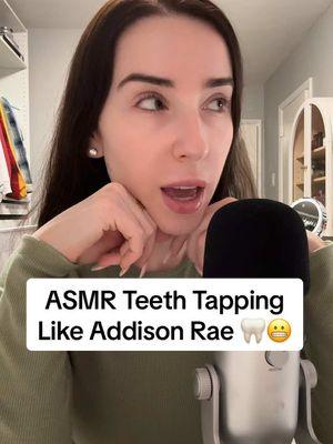 This is weird but I get it- it’s a v “satisfying” sound .. like tapping on NARS makeup or something #asmr #teethtapping #asmrtriggers #tapping #addisonrae #funnyasmr #whispering #asmrhumor #asmrmic #asmrcommynity #oddlysatisfying #calmingcontent 