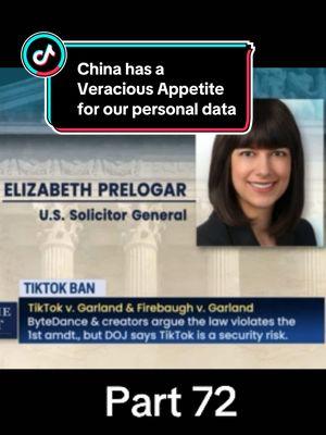 China is a foreign adversary nation that continuously disregards our US laws.  They have a history of stealing personal data by hacking into servers and using that stolen data for malice to weaken the United States and threaten our National Security #supremecourt #scotus #nationalsecurity #tiktokban #anniemay #datasecurity 