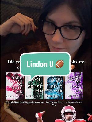 The first FOUR books are out in the Lindon U series! And the fifth and final book is releasing this summer! 🏈💜 #bceleste #kindleunlimitedromance #sportsromance #newadultbooktok #footballromance 