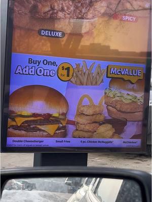 Go to McDonald’s and get the McValue! Buy a Double Cheeseburger, McChicken, 6 Piece McNugget, or Small Fries and get one for $1 😀 #mcdonalds #fastfoodlife #fastfoodworkers #fyp #viral #tiktok #fastfoodemployees #foryou #foryoupage #mcdonaldsworker 