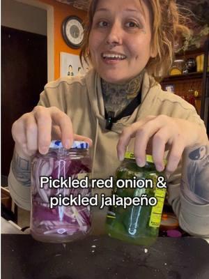 You guys have been asking here is how quick and easy it is to make pickled red onions and jalapeños for less than a few dollars. #EasyRecipe  #pickles #cheapmeals #pickledjalapenos #pickledredonion 