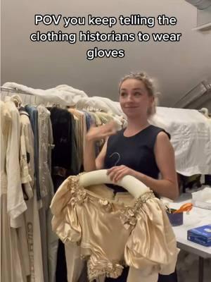 Posting this old audio just for fun. We had a lot of laughs creating this video a couple of years ago, it’s fun to be silly sometimes! If you’re interested in why we don’t wear gloves, please check out my FAQ playlist where I talk about this in two separate videos!  #historicalfashion #historicalcostume #vintagefashion #historicalclothing #eveninggown #smallmuseum #newcanaanmuseum 