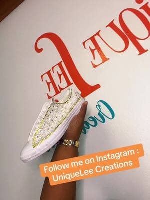 Follow me on instagram at UniqueLee Creations #blingconversesneakers #followusoninstragram #instagramtips #blingconverse 