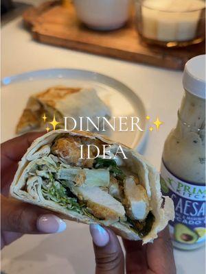 A quick and easy weeknight dinner idea🥗🤍#PrimalKitchenPartner #PrimalKitchen Crispy Chicken Caesar Wrap with @Primal Kitchen Foods  Find Primal Kitchen at your local grocery store! I pick mine up at either Whole Foods or Target! You can also shop online at the link in my bio and use code MALLORY20 for $$$ off!  #DinnerIdeas #mealideas #easymeals #dinnerathome #dinnerrecipes 