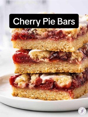 If you love cherry pie, you’re guaranteed to love these cherry pie bars - they're relatively mess-free and much easier to serve at parties! #cherrypie #cherrypiebars #dessertbars 