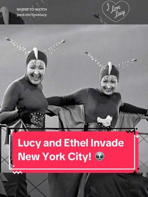 Lucy and Ethel invade New York City! 👽  #ilovelucy Now Streaming on #PlutoTV and Paramount+ #lucilleball #classictv #1950s #aliens #nyc 