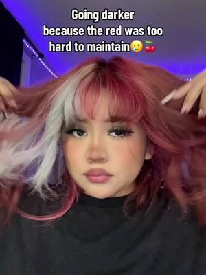 Insta: yulen_bby #tiktokban #tiktokbanupdate #rednote #endoftiktok #jan19  #cherryred #redhair #cherryredhair #hairtransformation #hairtransition #blondstripe #blonde #skunkhair #skunkstripe #escapism #cherrycherrylady #newyearshair #brownhair 