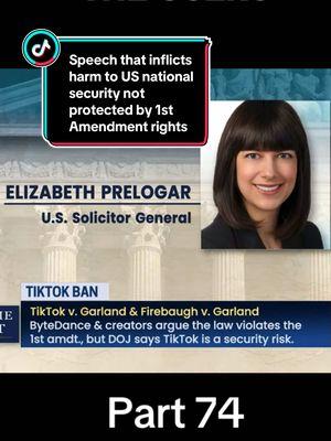 Americans do have a 1st Admendment right to receive information, even from foreign speakers.  If Congress were regulating the speech of that foreign speaker based upon the content, then it would result in heighten scrutiny.  The US solicitor general argues that the intent of Congress’s law was instead to protect the interests of National Security by protecting from foreign adversary control.  Speech that inflicts harm to US National Security is not protected by 1st Admendment rights. #freespeech #1stadmendment #tiktokban #supremecourt #scotus #anniemay 