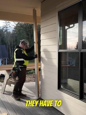 Who installs cap over corners?  This is very common in the PNW because it works.  We've pulled corners off on old buildings to remodel, and you can see the orginal layout and the siding looks brand new behind the corners.  One reason we do this, is that besides protection, its a "no caulk" detail.  This means that there is no maintenance required for the owner.  Other advantages for us include labor savings (on the sealant side, as well as installation), and we maintain airflow behind the siding. . #LongLiveOurBuildings #LPSmartside #skilledtrades #framersareadyingbreed #makitatools @LP BUILDING SOLUTIONS 