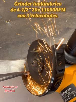 Grinder inalámbrico de 4-1/2” 20v 11000RPM con 3 velocidades para el taller de soldadura o herrería. #anglegrinder #cordless #tool #powertools #cutting #polishing #grinding #weldinglife #herreria #herramientas 