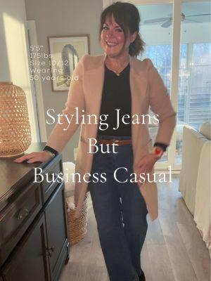 These jeans from @Evaless official are so versatile, dress them up or down! #businesscasualoutfits #evaless #over40fashion #maturefashion 