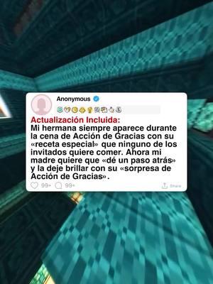 Actualización Incluida. Mi hermana siempre aparece durante la cena de Acción de Gracias con su «receta especial» que ninguno de los invitados quiere comer. Ahora mi madre quiere que «dé un paso atrás» y la deje brillar con su «sorpresa de Acción de Gracias». #askreddit #redditespañol #tiktokspain #horror #historiasreddit #paranormal #estadosunidos #storytimeespañol  Esta historia puede ser adaptada para otros tipos de entretenimiento.