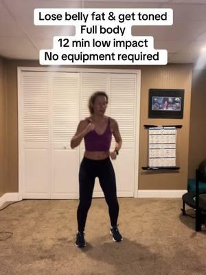 Do you love Tabata format workouts? I think they are fun, quick & effective. Short on time, no equipment, but want a great workout? Give this 12 min low impact no equipment Tabata workout a try. 20 second on/10 sec off x 4 sets. Part of my 4 week Trim & Tone Tabata program. #fullbodyworkout #noequipmentworkout  #tabataworkout  #homeworkout  #lowimpactworkout 