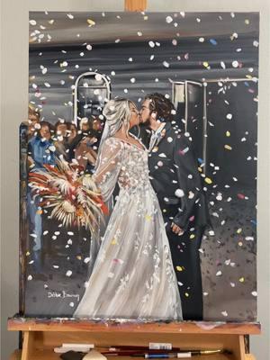 My most recent painting I just finished yesterday in time for the TikTok ban 😭, I love her  #liveweddingpainting #weddingportrait #liveweddingpainter #uniqueweddingideas #uniqueweddingideas 