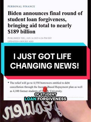 I just got life changing news! 🙌🏻 #studentloans #bidenadministration #biden #democrats #leftisttiktok #leftist #socialist #daghost #daghostofficial 