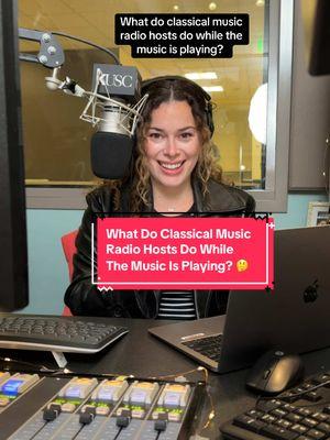 What do classical music radio hosts do while the music is playing? 🤔💃 #classicalmusic #classicalmusictiktok #mozart #radio #losangeles #la #socal #kusc