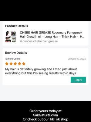 #TikTokShop #tiktokshopfinds #fypシ゚viral #hair #chebehairgrease #saknaturel #chebehairproduct #fyp #fenugreekforhairgrowth #blackgirlmagic #foryoupage #rosemaryhairgrowthoil #hairgrowthoil #instanthairgrowth