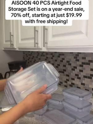 AISOON 40 PCS Airtight Food Storage Set! #FoodStorage #KitchenOrganization #TikTokMadeMeBuyIt #AirtightContainers #TikTokShop #YearEndSale