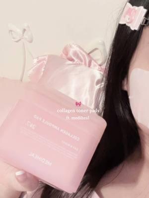 collagen toner pads 🎀 from mediheal ~ if you want glass skin, you need to try this out!  #mediheal #medihealtonerpad #tonerpad #glassskin #skincare #kbeauty #SelfCare #asmr #wonyoung #wonyoungism 