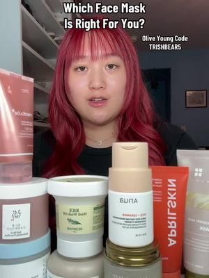 Which Korean Face Mask is right for you?✨ Olive Young Code TRISHBEAR5 @OLIVE YOUNG Global  @BRMUD_US @APRILSKIN USA @Anua Store US @Mary&May Official @skinfood_global @Beauty of Joseon @Medicube Global @ROUND LAB #koreanfacemask #koreanmask #kbeauty #brmud #brmudrecoverymudmask #aprilskin #aprilskincarrotene #anua #anuaricemask #anuaricecleanser #maryandmay #skinfood #skinfoodmask #beautyofjoseon #beautyofjoseonmask #boj #medicube #medicubecollagen #medicubecollagenmask #roundlab #mudmask #antiaging #finelines #wrinkles #acneproneskin #sensitiveskin #dryskin #pores #sebum #skintexture #glassskin #glassskinroutine #koreanskincare #koreanskincareroutine #koreanskincareproducts #oliveyoungaffiliate #oliveyoungkorea #oliveyoungglobal #oliveyoungcode #koreanskincareforbeginners 