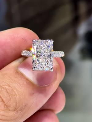 3D Pave 2.50MM with 5 Carat Radiant Cut in Platinum. Labgrown diamond ring. Exclusive ring design made by Classic Jewelers and available by order. #labgrowndiamond #weddingring #radiantcut 