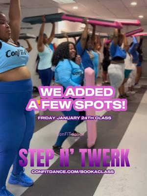 Listeennnn I fought hard for these extra steppers 😂🤩 we have added a few more spots for our class on Friday, January 24!  Let’s get it Detroit we are about to turn upppp 🔥😎club ConFITdance on a Friday 💃🏽🔥🔥🔥🔥 Bring your water 💦 and be ready to work!  #confitdance #confitdancestudio #stepntwerk #twerknstep 