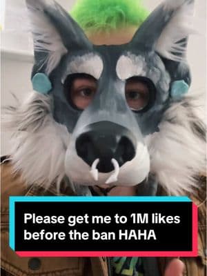 PLEASE like my posts HAHA I am so close to 1M and I don’t want the app getting banned before I reach it 😭😭 . . . #therian #therianthropy #theriansoftiktok #therianmask #wolftherian #theriantiktok #therians #furry #fursuit #fursuitmaker #furryfandom #furrytiktok #theriangear #fursuiting #quadrobics #otherkin #therianthrope #cringe 