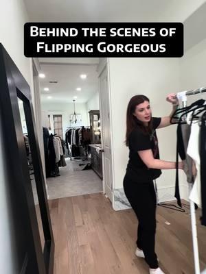 Me filming the latest video for FLIPPING GORGEOUS 🛠️ we are finally starting the build out of this dream custom closet #dreamhome #homemakeover #closetinspo 