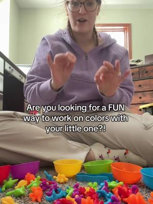 Such a fun way to work on colors and color sorting with your little one!  #colors #colorsorting #colormatching #color #dinosaurs #momtok #momfinds #momlife #stayathomemom 