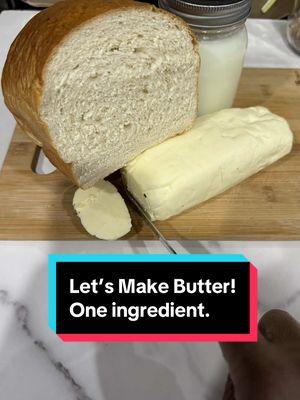 1- ingredient = Homemade Butter and buttermilk! Watch the video for directions #homemadebutter #homemadebuttermilk #foodhack #uzokitchen 