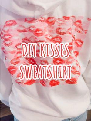 Anna Berkley & her best friend Kami had a craft day and made these adorable Valentine’s sweatshirts! They taped off the front and back and used fabric paint as lipstick for the kisses. #ValentinesDay #craft #DIY #girlsday #besties #valentines #galentines #crafting #ideas #inspo #apstyle #fyp 