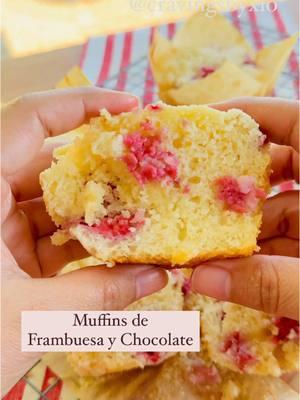 Estos muffins de frambuesa con chocolate blanco son suaves, esponjosos y húmedos.  Me encuentras en IG y Youtube cómo “Cravings by Xio” INGREDIENTES Para el crumble 30g harina todo uso 50g azúcar granulada 15g mantequilla sin sal derretida Ingredientes secos 250g harina todo uso 1 cda polvo de hornear 1/2 cdta sal 200g azúcar granulada Ingredientes húmedos 120ml leche temperatura ambiente 120g crema agria o yogurt griego temperatura ambiente 100ml aceite canola o vegetal 2 cdtas vainilla 2 huevos grandes temperatura ambiente 200g frambuesas 100g chocolate blanco en trocitos Hornear a 350F por 30 minutos o hasta que al insertar un palillo este salga limpio. Rinde para 10 muffins  —————————————————- These Raspberry and White Chocolate Muffins are soft, fluffy, and moist. INGREDIENTS Crumble topping 30g all-purpose flour 50g granulated sugar 15g unsalted butter, melted Dry ingredients 250g all-purpose flour 1 tbsp baking powder 1/2 tsp salt 200g granulated sugar Wet ingredients 120ml whole milk (room temperature) 120g sour cream or Greek yogurt (room temperature) 100ml canola or vegetable oil 2 tsp vanilla 2 large eggs (room temperature) 200g raspberries 100g white chocolate crushed Bake 350F - 30 minutes  Yield: 10 muffins  #cravingsbyxio #muffinsdeframbuesa #raspberrymuffins #muffins #recetamuffins #recetascaseras #recetafacil #recetadulce