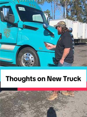 Trucker Larry shares his thoughts on the new truck! 🚛🫡 #trucking #semitruck #truckdriver #trucktok #semitruck #freightliner #cdl #tiktok 