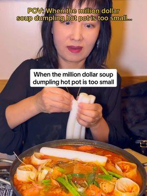 When the million dollar soup dumpling hot pot is too small… #food #eating #mukbang #hotpot #noodles #kimchi #dumplings #rice #sausage 