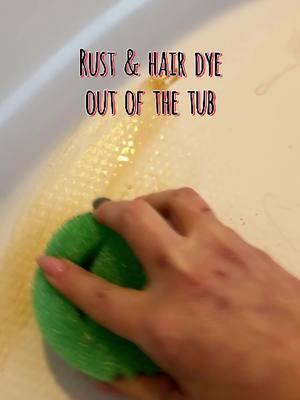 I get rust stains mostly in my kitchen sink, but sometimes in the shower/bath, too. Scrub Daddy PowerPaste works so well for erasing them. We also have colored our hair for years, and the powerpaste is the only thing I’ve found to remove hair dye stains.  #ruststains #hairdyestains #scrubdaddy #powerpaste