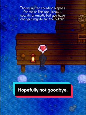 I feel like we’re being pulled back and forth with too much uncertainty that I really don’t want to miss the chance to say thank you to all of you who have been a part of my time here. I know I’m just a silly little stardew account that probably doesn’t have much impact on your lives, but you have had a huge impact on mine. Tiktok created so much hope for me and has helped change and improve aspects of my life that wouldn’t have otherwise. The community here is special & as both a creator and a viewer I’m going to miss it so much if it’s gone. This doesn’t feel fair and I’m both very sad and very disheartened with the choices that are being made. I have so much I could say, but I’ll leave it at thank you for everything, and I hope this isn’t really goodbye.  (As I said before I am on pretty much all other platforms as JunimoB. I don’t expect anyone to follow me elsewhere, but if you’re somebody who has asked, I hope to see you there.) #stardew #stardewvalley #stardewtok #stardewtips #tiktokban 