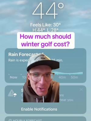 Am I crazy or is $28 for nine holes of winter golf way too expensive? #golf #wintergolf #teetime #bostongolf  #greenscreen 