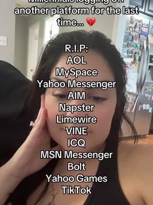 Gone, but never forgotten. 🫡  #TikTokShutdown #RIPTikTok #MillennialNostalgia #AOL #MySpace #VINE #Limewire #AIM #YahooMessenger #ICQ #MSNMessenger #Napster #DigitalHistory #InternetEra #SocialMedia #MillennialMemories #gonebutnotforgotten 