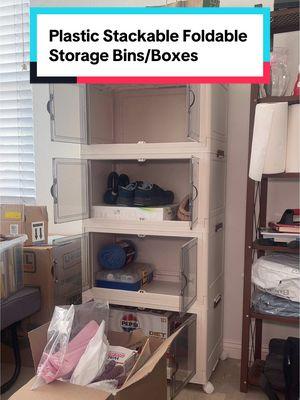 If you guys struggle with hoarding or a lack of storage, these plastic stackable and foldable storage boxes/bins are my fav solution because they’re so easy to set up :) #storagesolutions #hoarding #hoarder #foldablestoragebox #foldablestorageboxorganizer #plasticstoragecontainers #organizer 