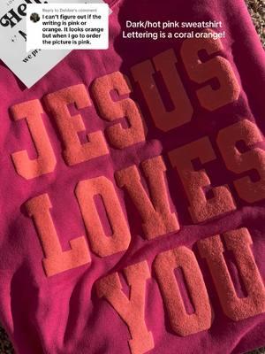 Replying to @Debbie  JESUS LOVES YOU SWEATSHIRT!!  Wording is a coral/orange color  #jesuslovesyou #jesusisking #jesusapparel #jesusclothing 