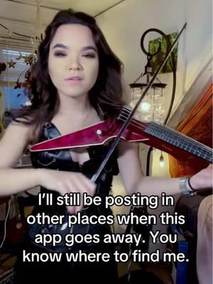 I’ll still be posting in other places when this app goes away. You know where to find me. #violin #violinist #electricviolin #electricviolinist #miaasano #music #musician #rock #metal #shred 