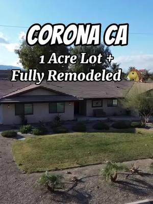 🏡 A rare gem in the heart of Corona! 🏡 Looking for space and luxury? This 1-acre lot in the city is almost impossible to find! 🌳✨ This stunning home has been fully remodeled from top to bottom and features: ✨ A massive kitchen perfect for cooking and entertaining 🍳 ✨ 4 spacious bedrooms with room for everyone 🛏️ ✨ Convenient access to the 91 Freeway for easy commuting 🚗 Don’t miss out on this unique opportunity to own a piece of Corona real estate! Whether you’re looking for your forever home or a peaceful retreat with plenty of space, this house has it all. ¡Hablamos Español para ayudarte! 🇲🇽💬 Comment “cor” below or DM us for more information! 📝 #CoronaRealEstate #DreamHome #1AcreLot #RemodeledHome #MassiveKitchen #SpaciousLiving #HouseGoals #CoronaCA #RealEstateForSale #HablamosEspañol #HomeSweetHome #91FreewayAccess #CaliforniaDreaming #LuxuryHomes 