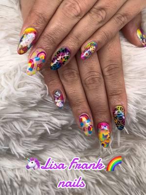 LOVE this set 🦄🩷🌈 #teacher #teachersoftiktok #nail #nails #nailart #naildesigns #nailday #lisafrank #lisafrankvibes #millennial #millennialsoftiktok #fyp #fypシ 